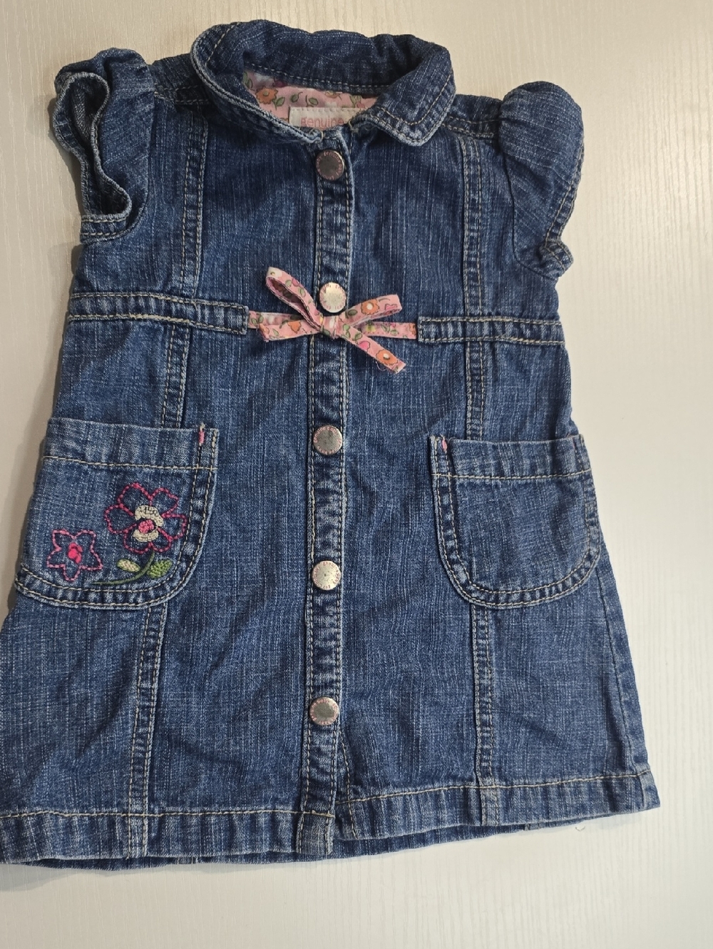 Genuine Baby By Osh Kosh Denim Snap Dress 3 Months GUC